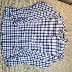 Rodd & Gunn Shirt Mens XL‎ Blue Check Long Sleeve Sports Fit Woven Italy